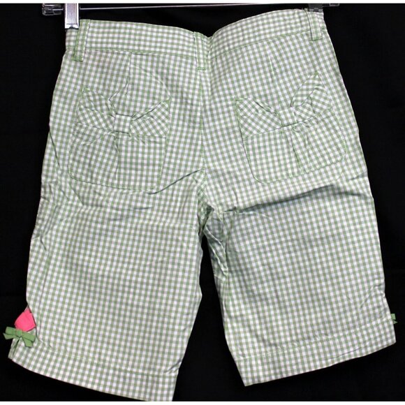 NWT 2010 Gymboree Tulip Garden Bermuda Shorts sz 9 Green Gingham Bow Pockets - Picture 5 of 8